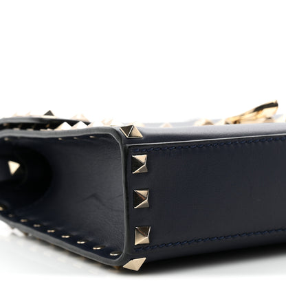 Valentino Garavani Vitello Medium Rockstud Flip Lock Crossbody Bag Marine 8 of 9