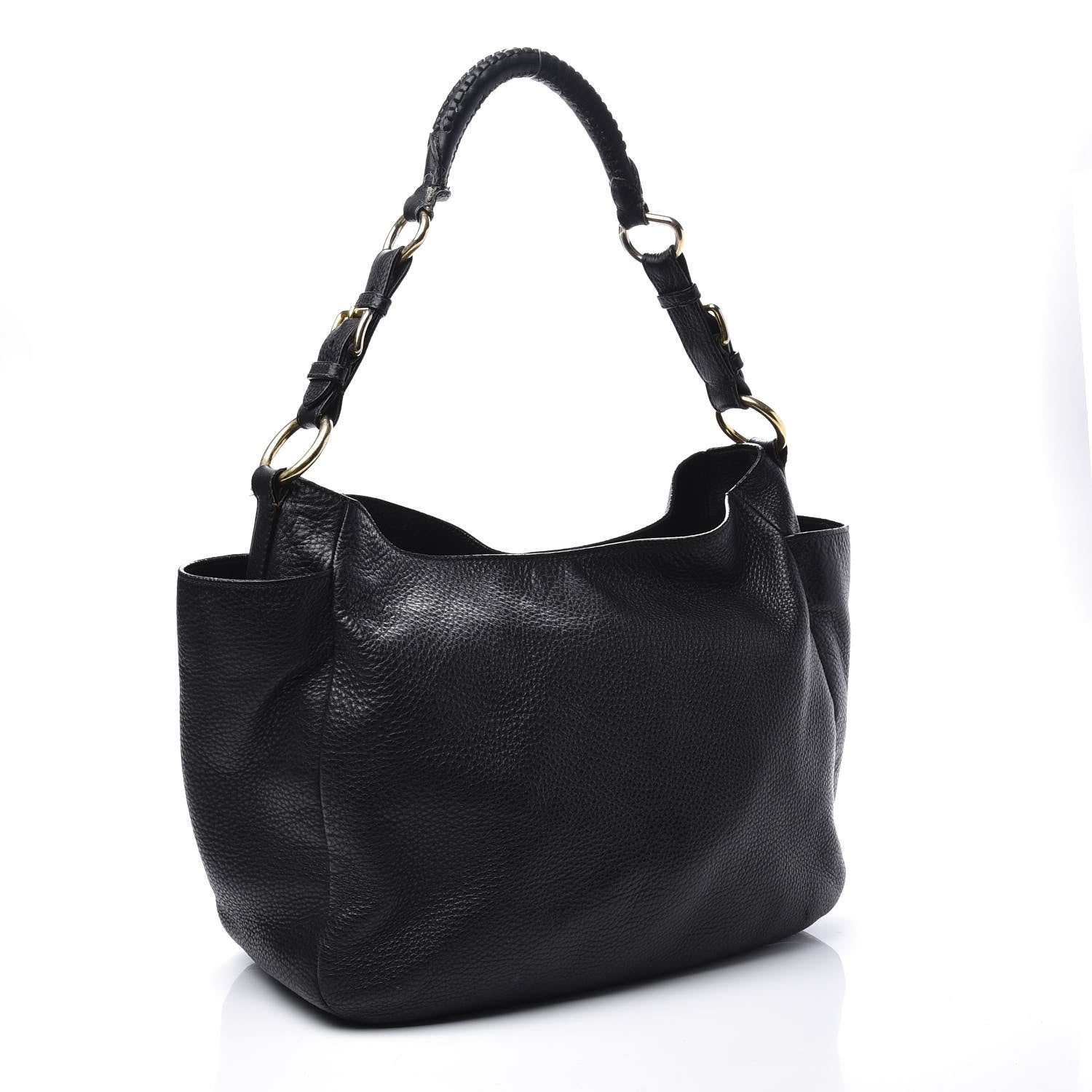 Prada Vitello Daino Side Pocket Hobo Black 2 of 16