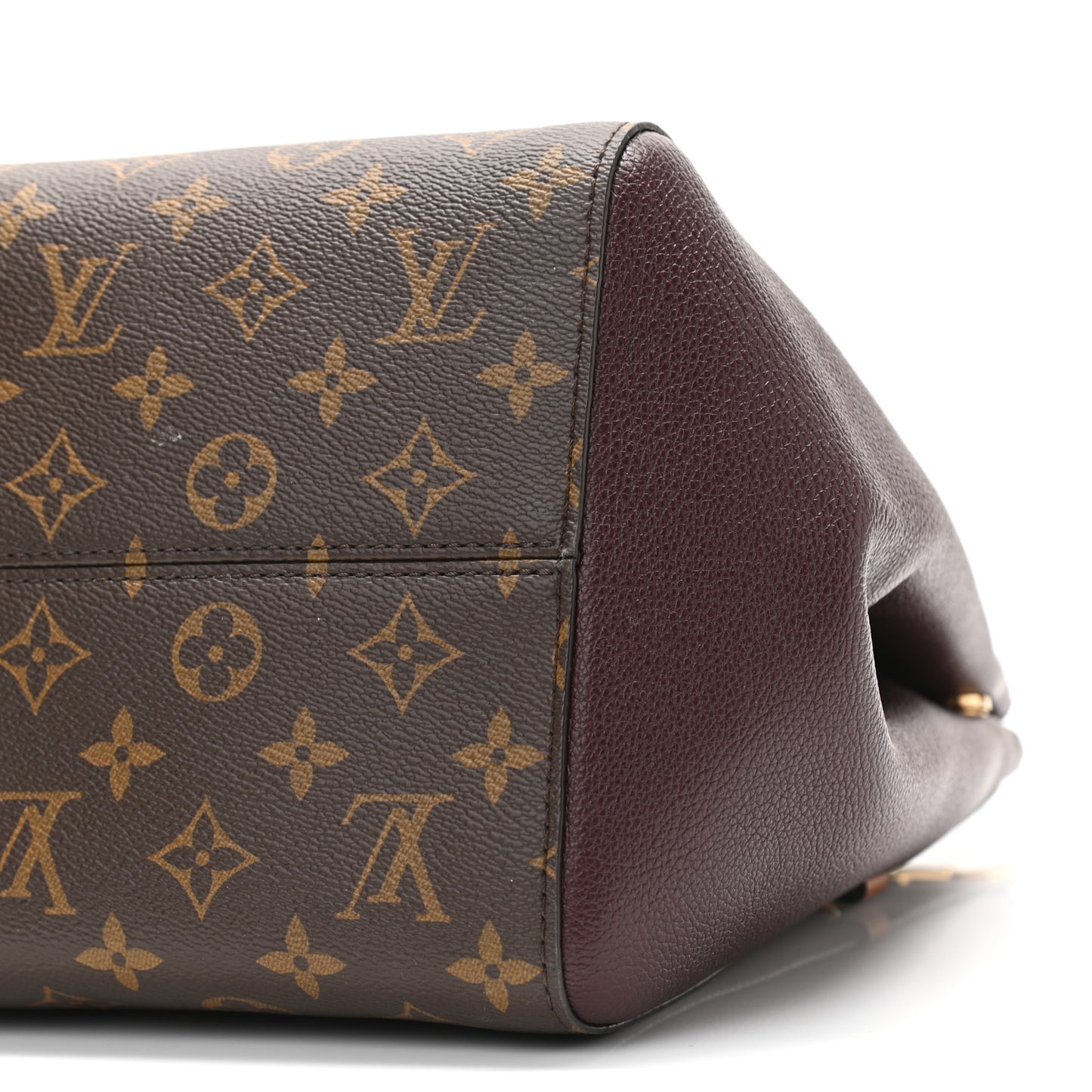 Calfskin Monogram Fold Tote MM Black Wine Cream