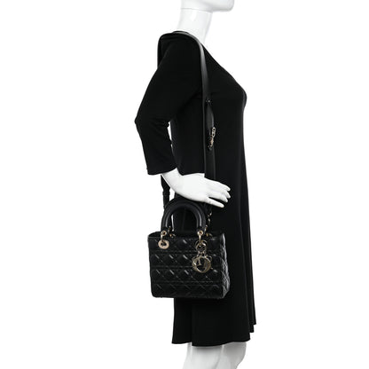 Christian Dior Lambskin Cannage Small My ABCDior Lady Dior Black 2 of 10