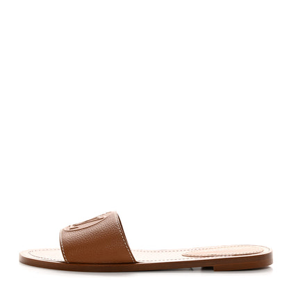 Louis Vuitton Calfskin Lock It Flat Mule 38 Cognac 1 of 8
