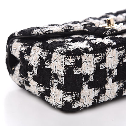 Chanel Tweed Quilted Mini Rectangular Flap Black Ecru White 9 of 12