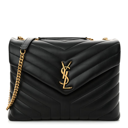 Saint Laurent Calfskin Y Quilted Monogram Medium Loulou Chain Satchel Black 1 of 10