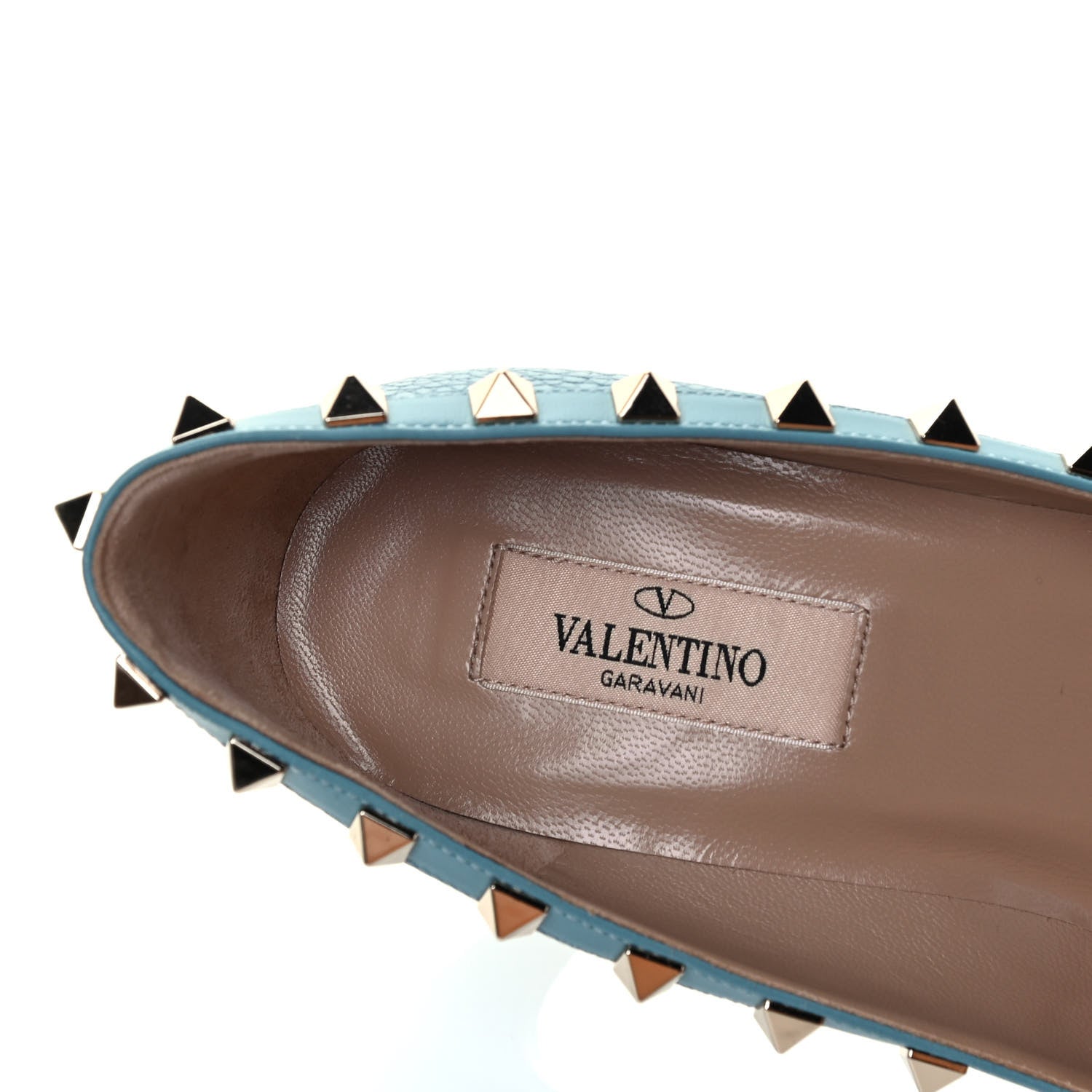 Valentino Garavani Pebbled Calfskin Rockstud 85mm Pumps 37.5 Light Blue 6 of 8