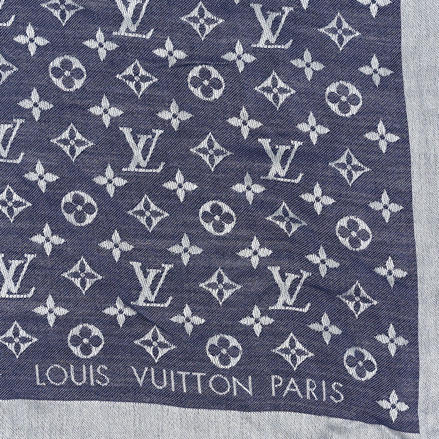 Silk Wool Monogram Denim Shawl Blue