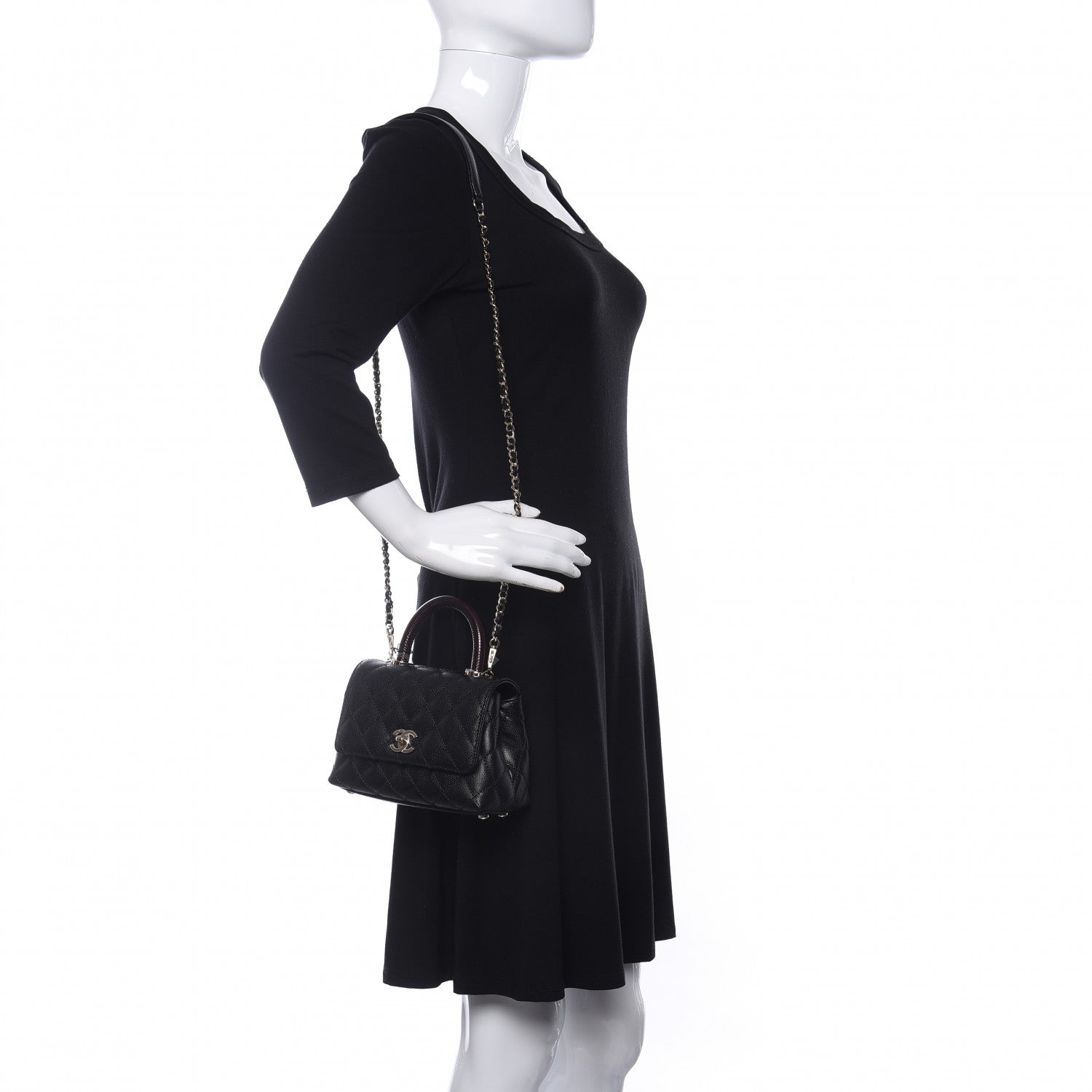 Chanel Caviar Lizard Embossed Quilted Extra Mini Coco Handle Flap Black 2 of 11