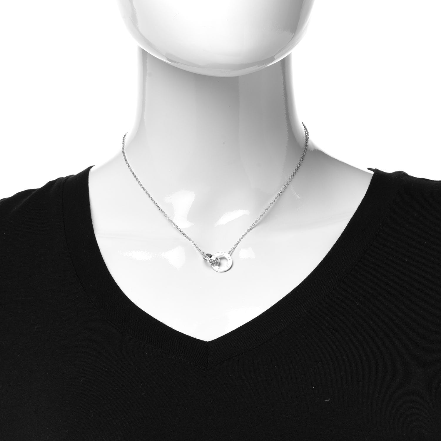 Cartier 18K White Gold Diamond Interlocking LOVE Paved Necklace 2 of 6
