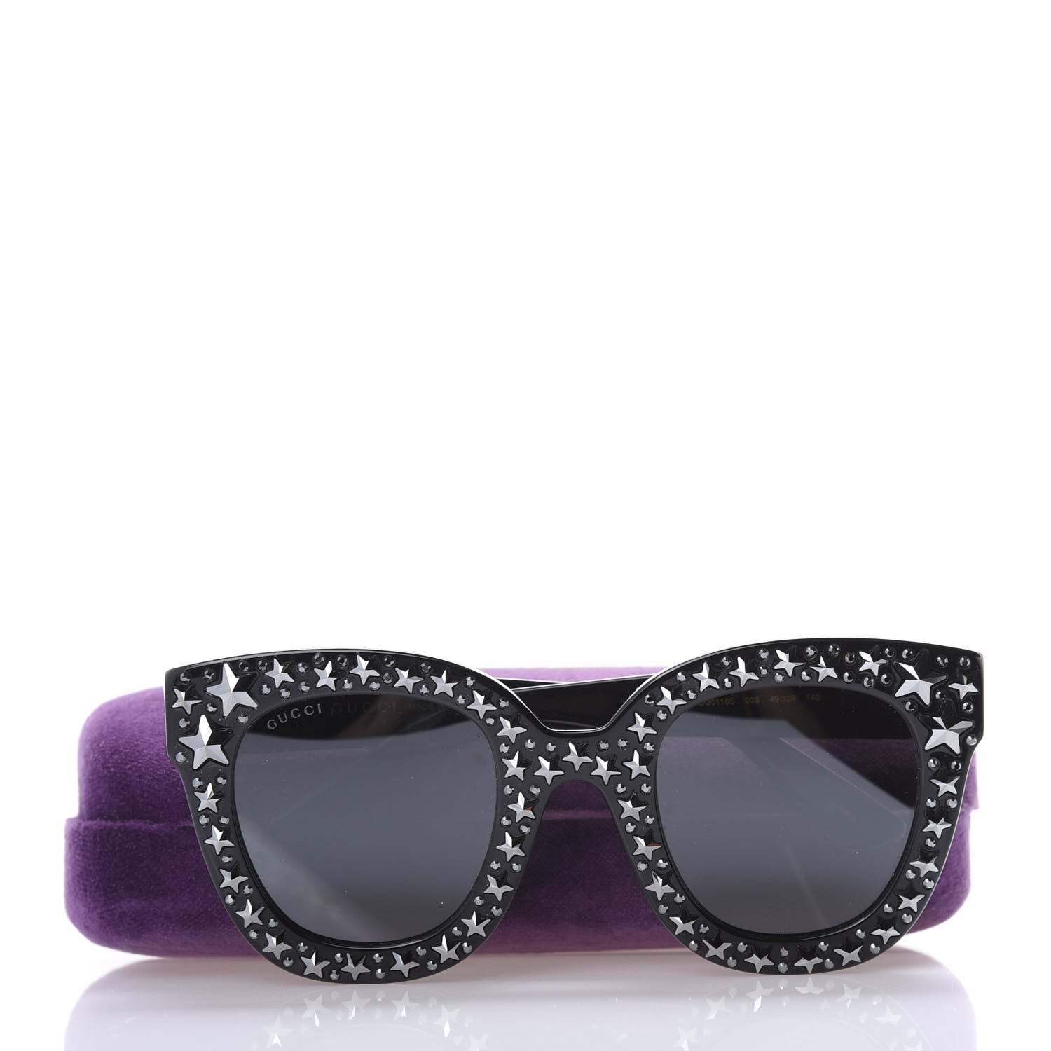 Gucci Acetate Stars Cat Eye Sunglasses GG0116S Black 8 of 8