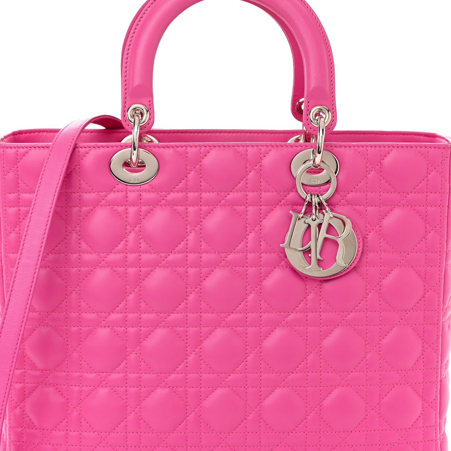 Lambskin Cannage Large Lady Dior Rose Sorbet