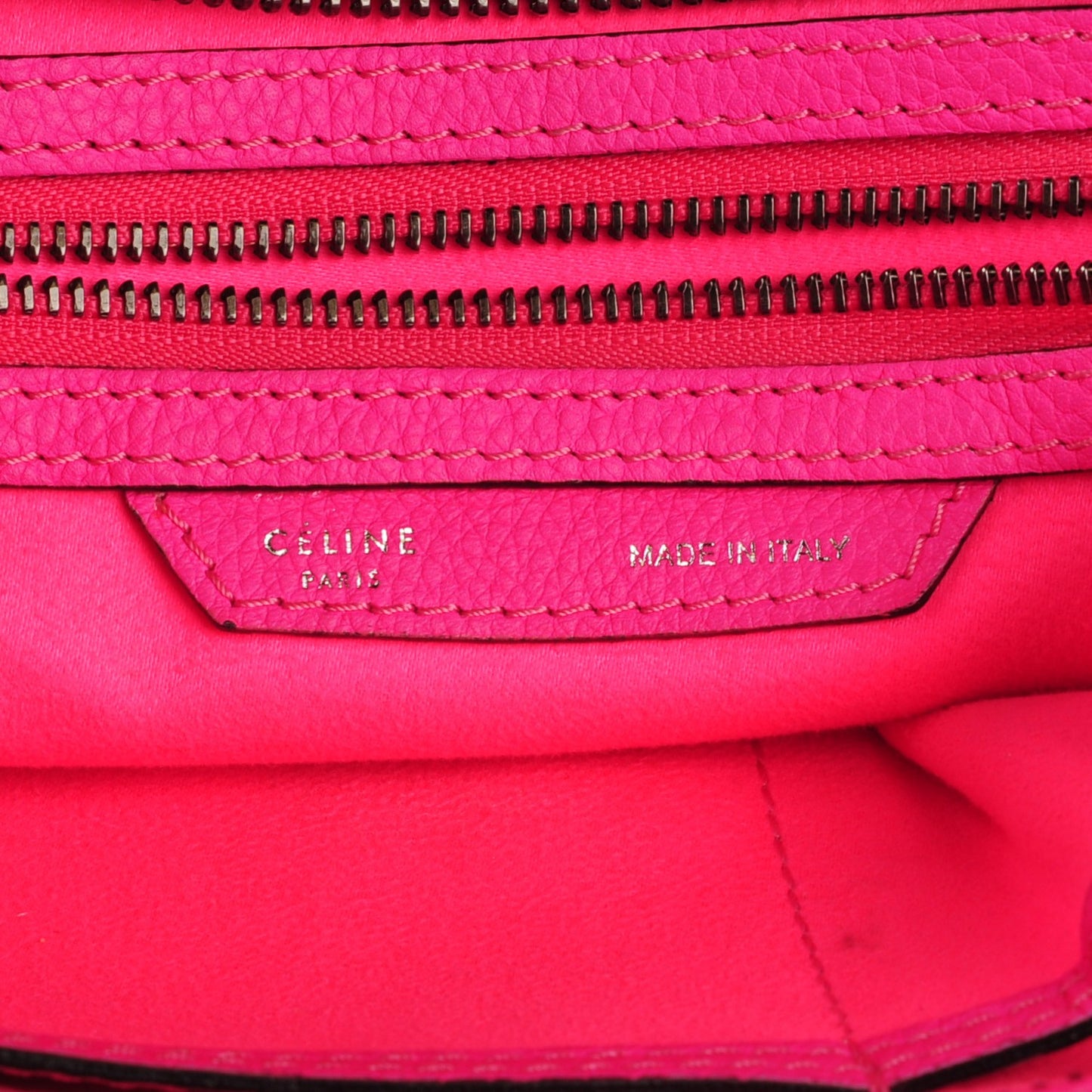 Drummed Calfskin Micro Luggage Fluo Pink
