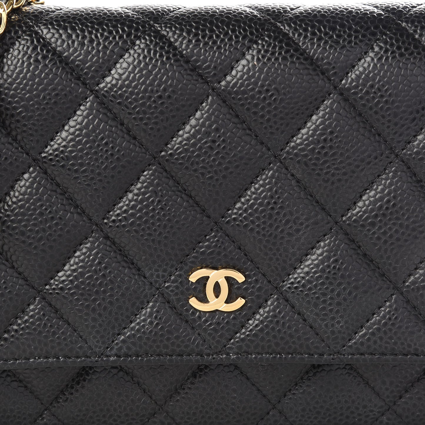 Caviar Quilted Wallet On Chain WOC Black