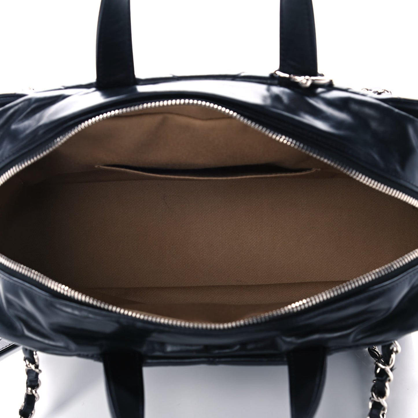Aged Calfskin Quilted Small Express Bowling Bag Black