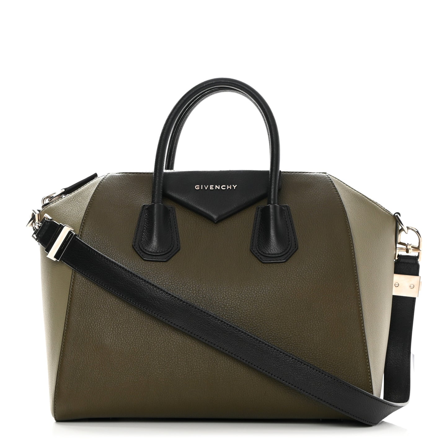Sugar Goatskin Medium Tri-Color Antigona Khaki Black