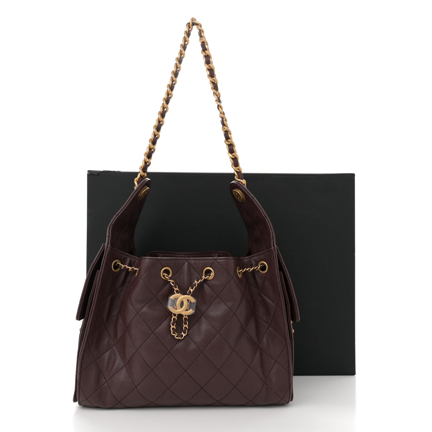 Caviar Quilted Small Chanel 25 Handbag Dark Brown