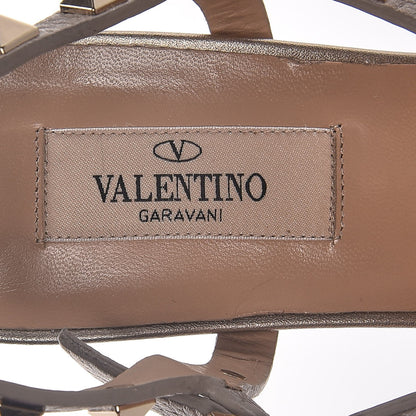 Valentino Garavani Metallic Pebbled Calfskin Rockstud 60mm City Sandals 38 Skin 6 of 8