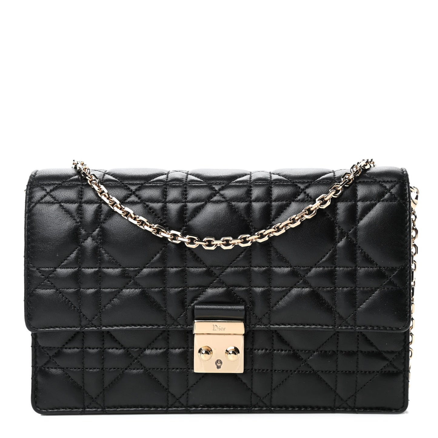Lambskin Cannage Miss Dior Promenade Pouch Black