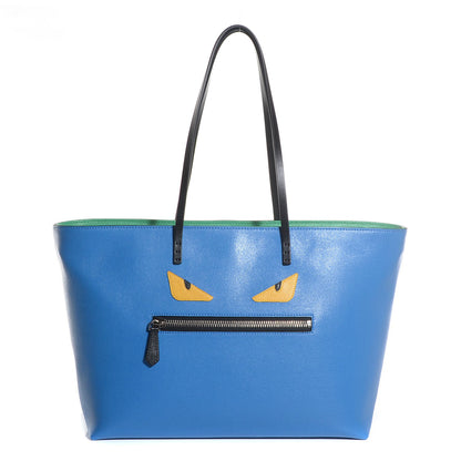 Fendi Vitello Elite Cuoio Monster Buggies Medium Roll Tote Zaffire Black Multicolor Lago 1 of 9