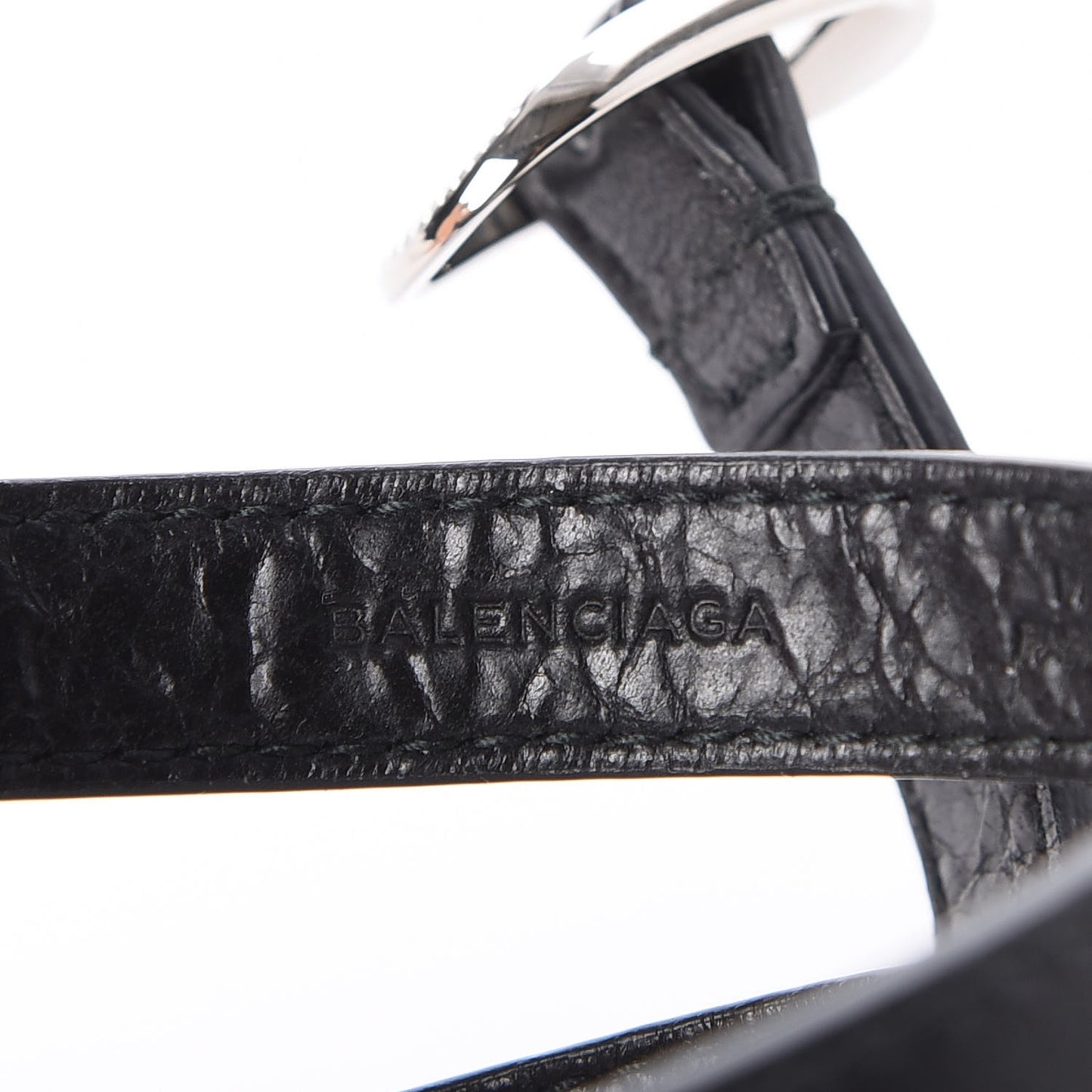 Agneau Giant Silver Hardware Triple Tour M Bracelet Black