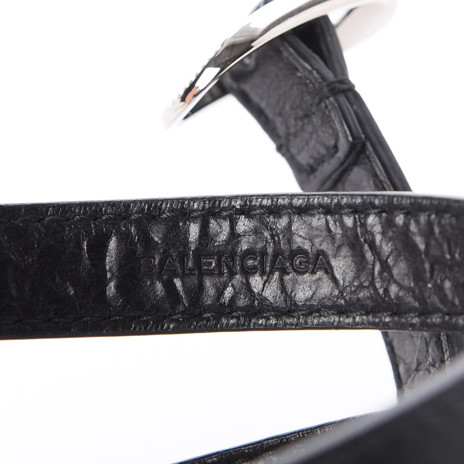 Balenciaga Agneau Giant Silver Hardware Triple Tour M Bracelet Black 4 of 7