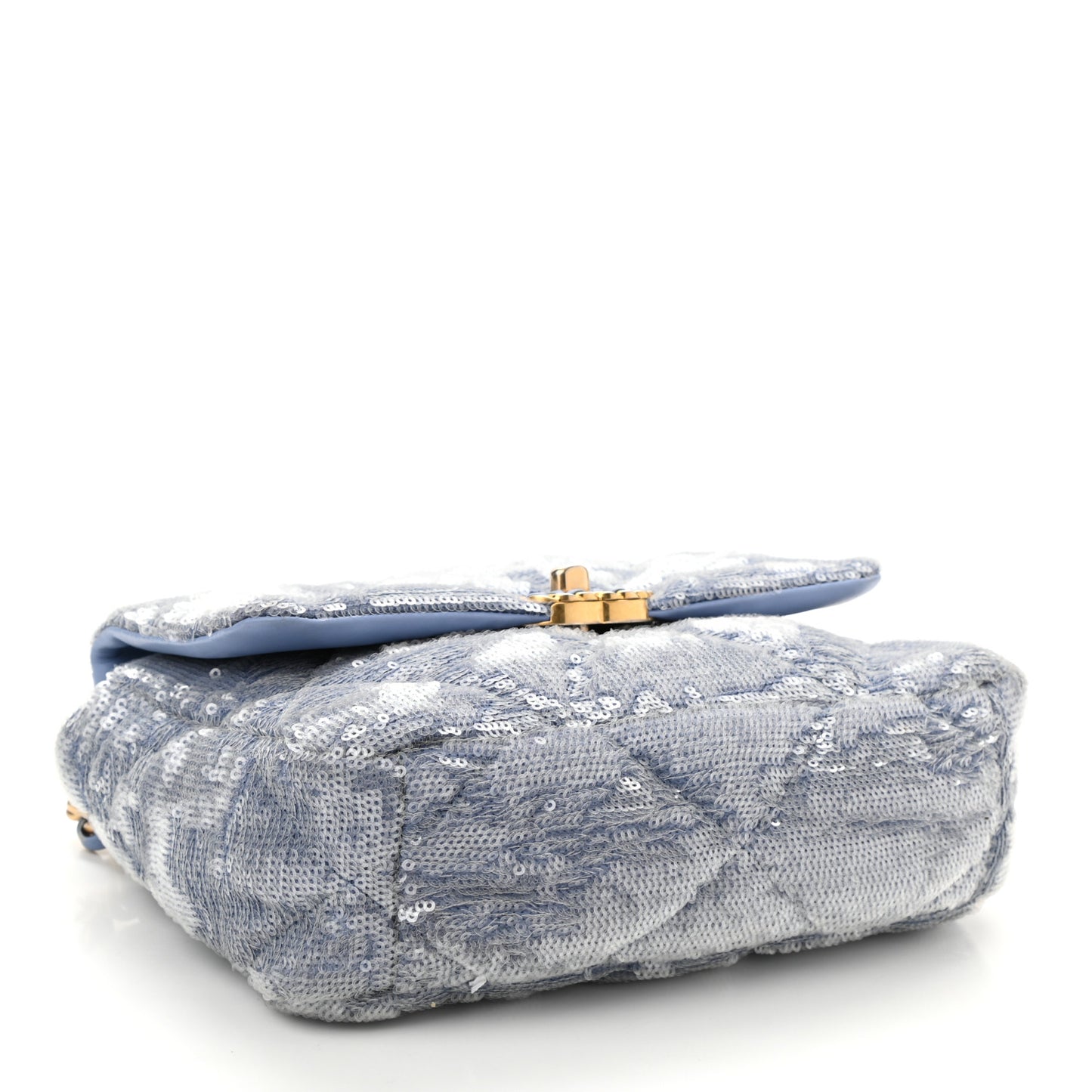 Sequin Quilted Medium Chanel 19 Flap Light Blue