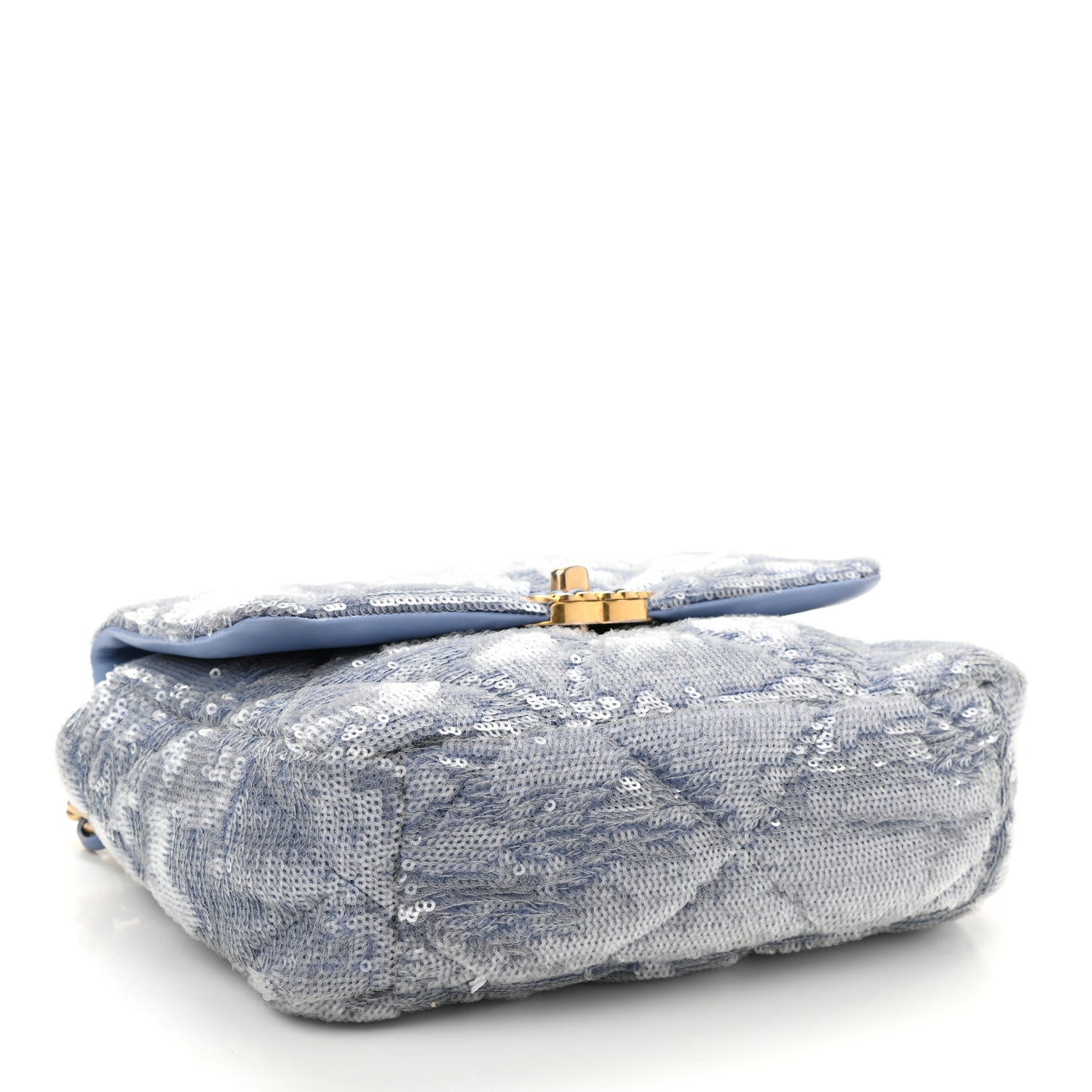 Chanel Sequin Quilted Medium Chanel 19 Flap Light Blue 4 of 10