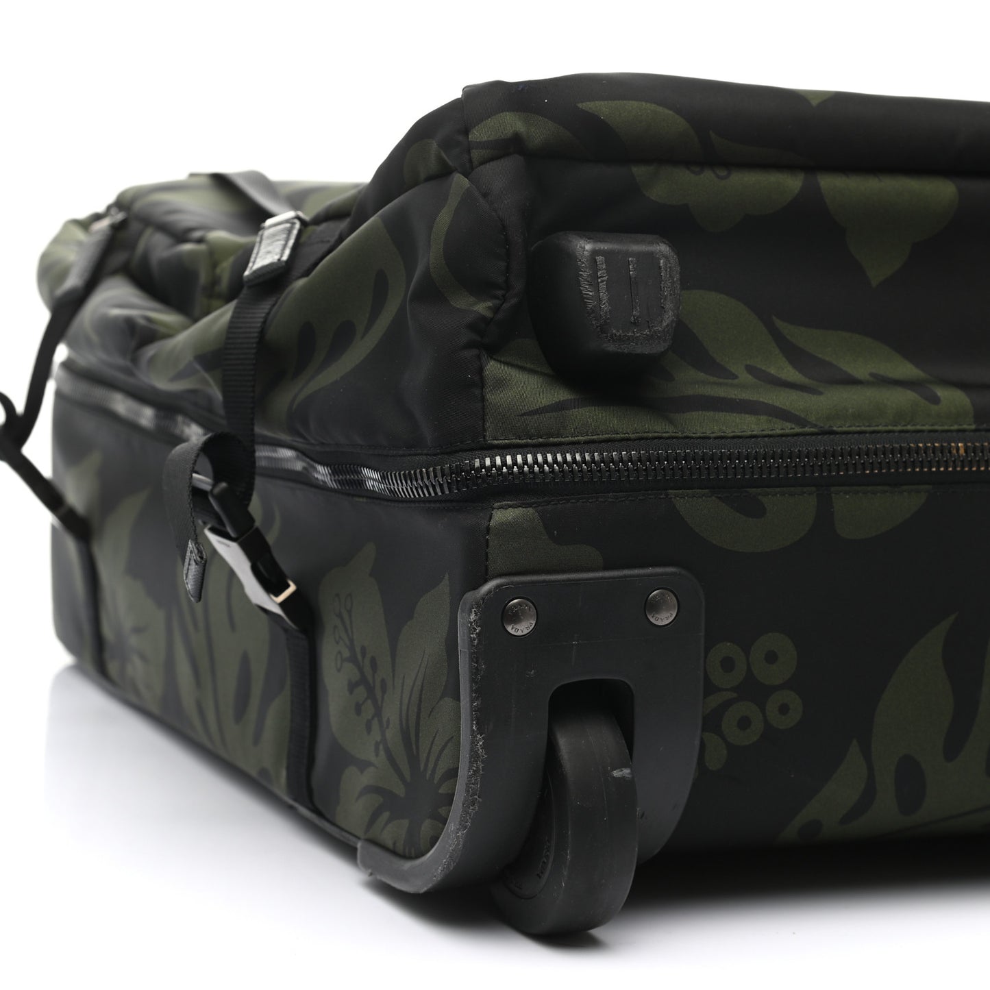 Tessuto Nylon Hibiscus Print Trolley Luggage Green