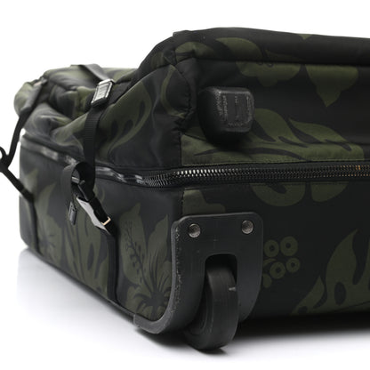 Prada Tessuto Nylon Hibiscus Print Trolley Luggage Green 4 of 18