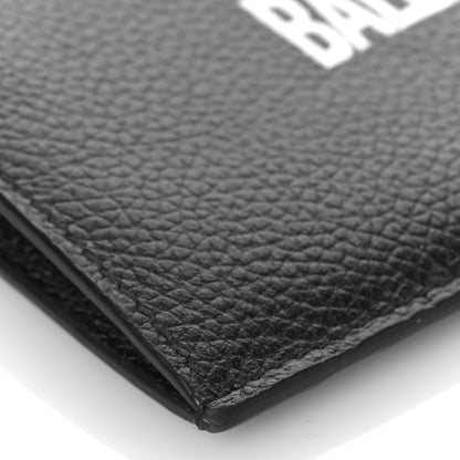 Balenciaga Grained Calfskin Logo Large Cash Long Coin Card Holder Black White 7 of 8