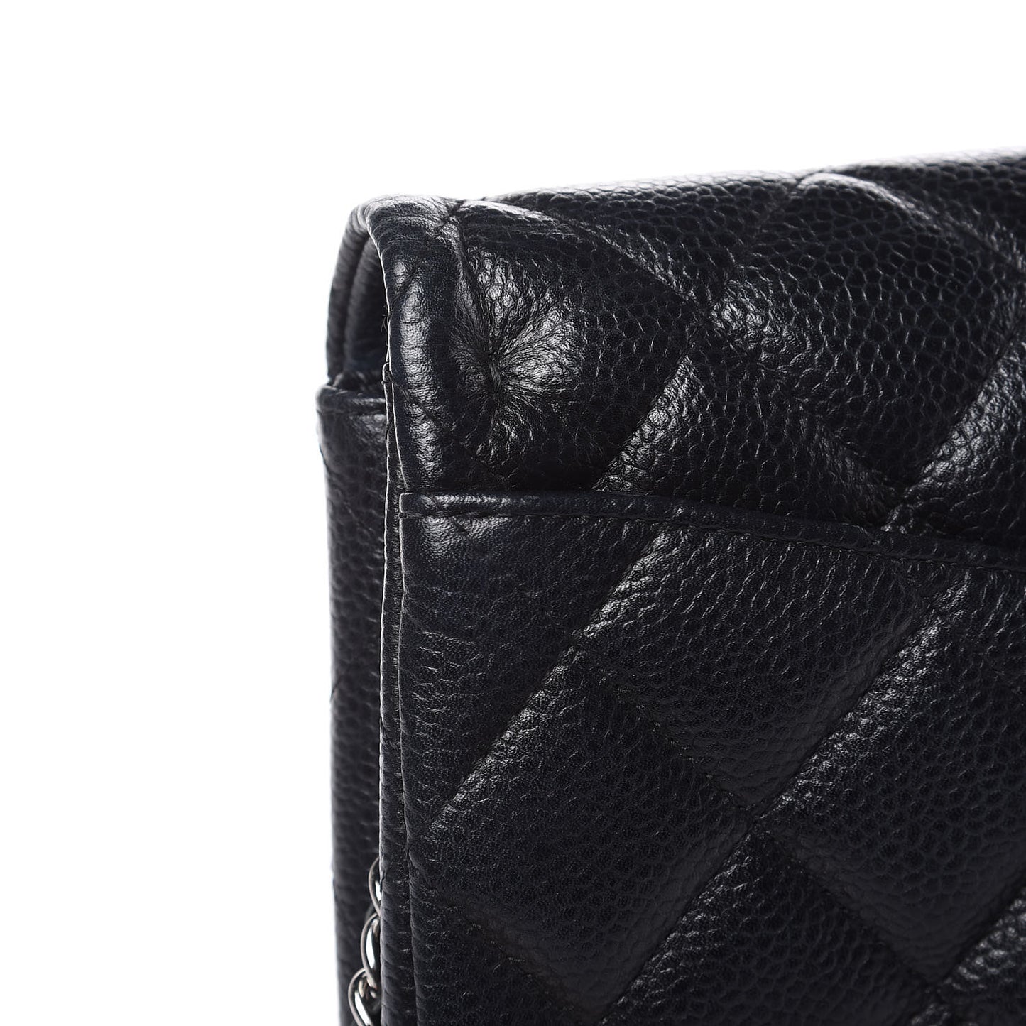 Caviar Quilted Clutch With Chain Flap Black