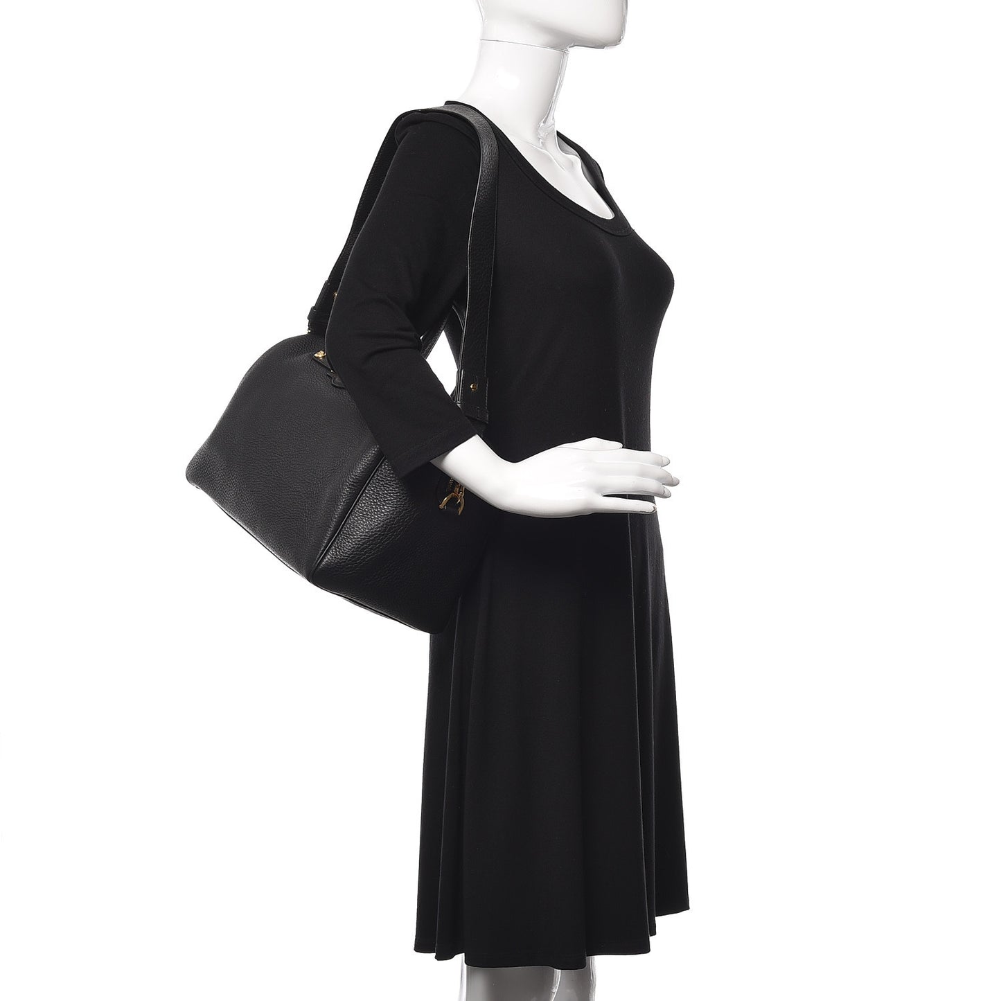 Cervo Embossed Vitello Signature Duffle Bag Black