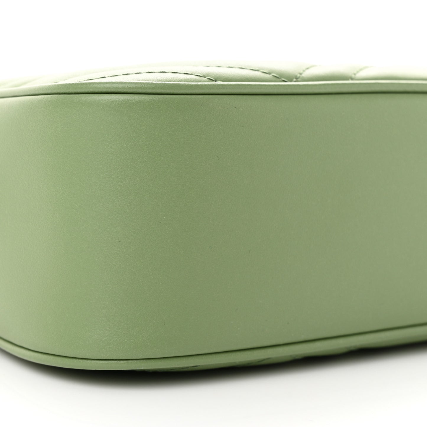 Calfskin Matelasse Chevron Small GG Marmont Chain Shoulder Bag Salamander Green