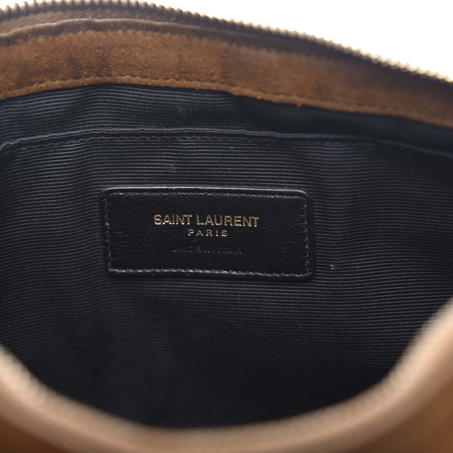 Suede Calfskin Small Fringe Clutch Brown
