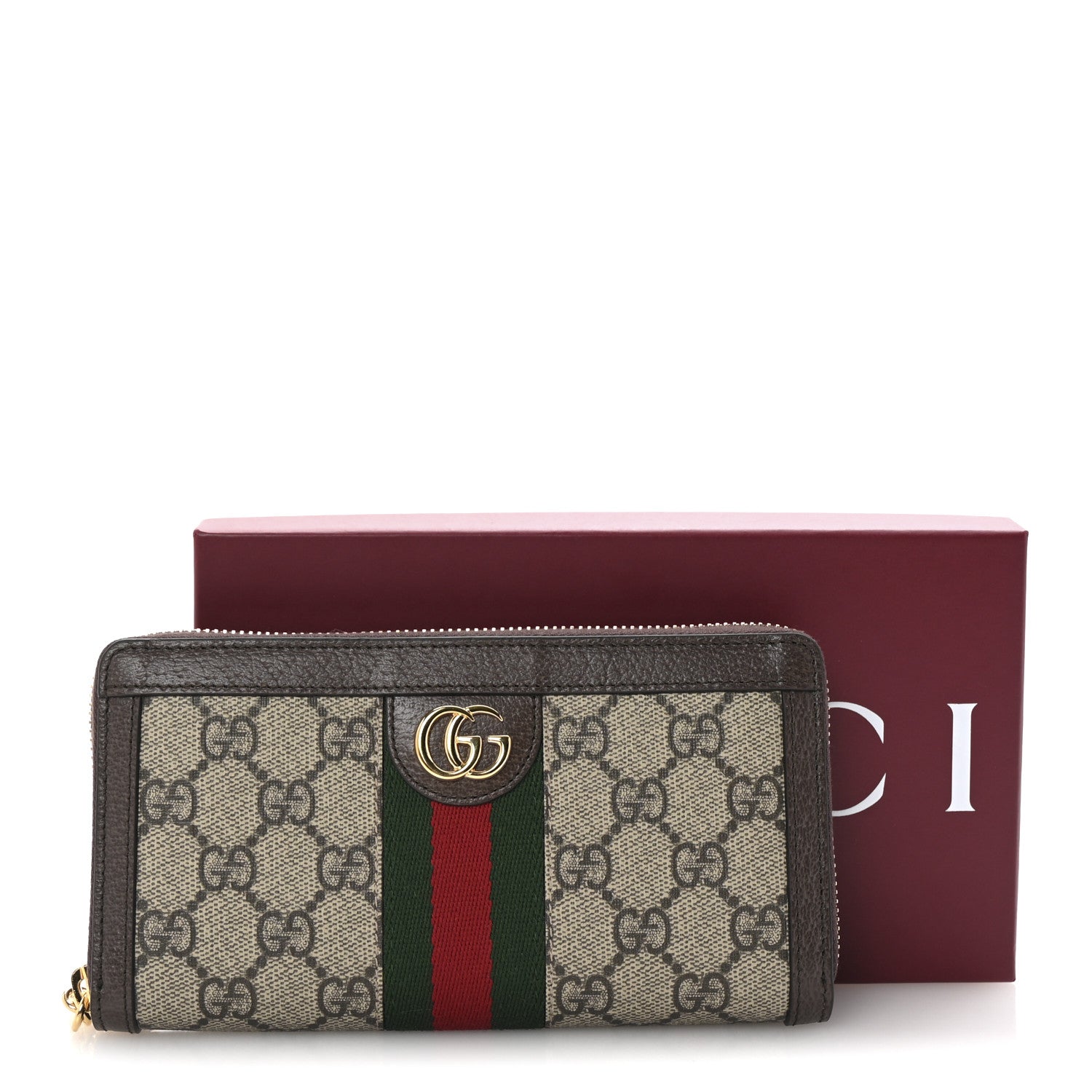 Gucci GG Supreme Monogram Web Ophidia Zip Around Wallet Brown 8 of 8