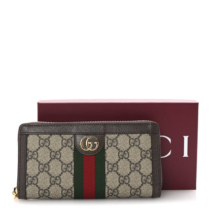 Gucci GG Supreme Monogram Web Ophidia Zip Around Wallet Brown 8 of 8