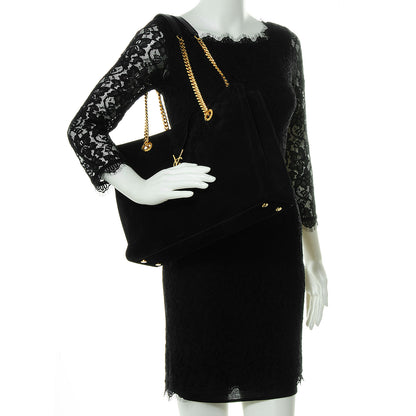 Saint Laurent Suede Cassandre Shopper Black 2 of 8