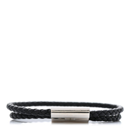 Hermes Swift Double Wrap Cord Tournis Tresse Bracelet Black 1 of 4