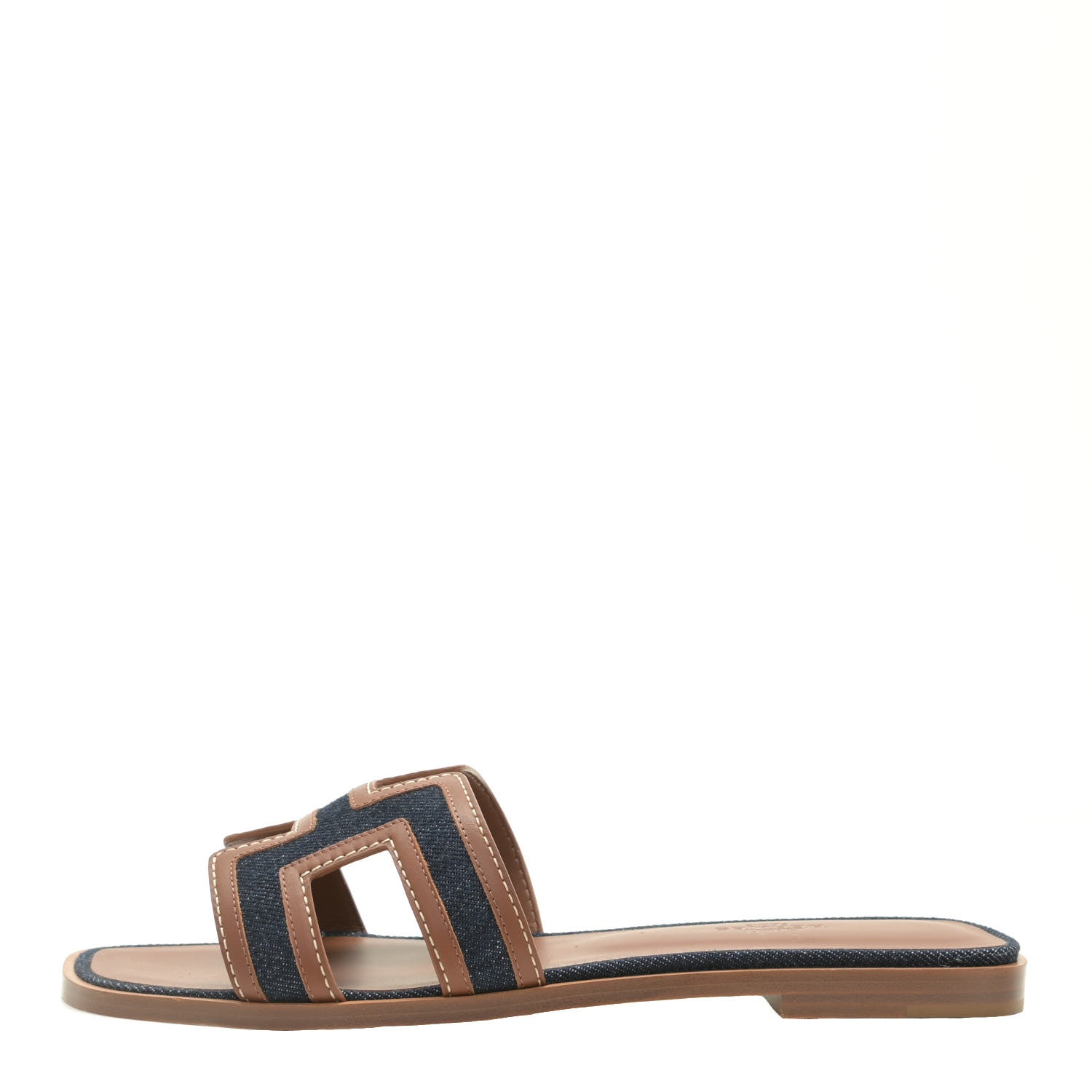 Hermes Calfskin Denim Oran Sandals 39 Bleu Brut Gold 1 of 11
