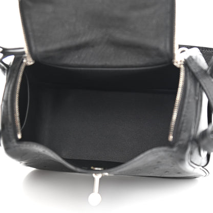 Hermes Ostrich Mini Lindy 20 Black 5 of 10