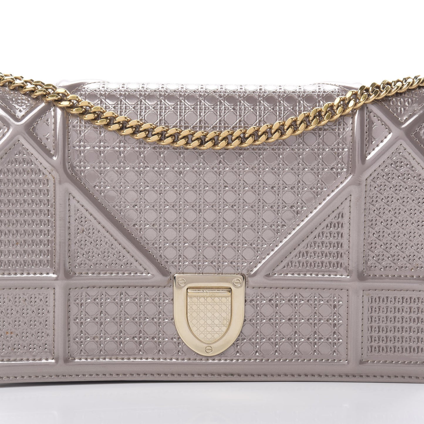 Metallic Patent Micro-Cannage Diorama Wallet on Chain Pouch Hyper Pink