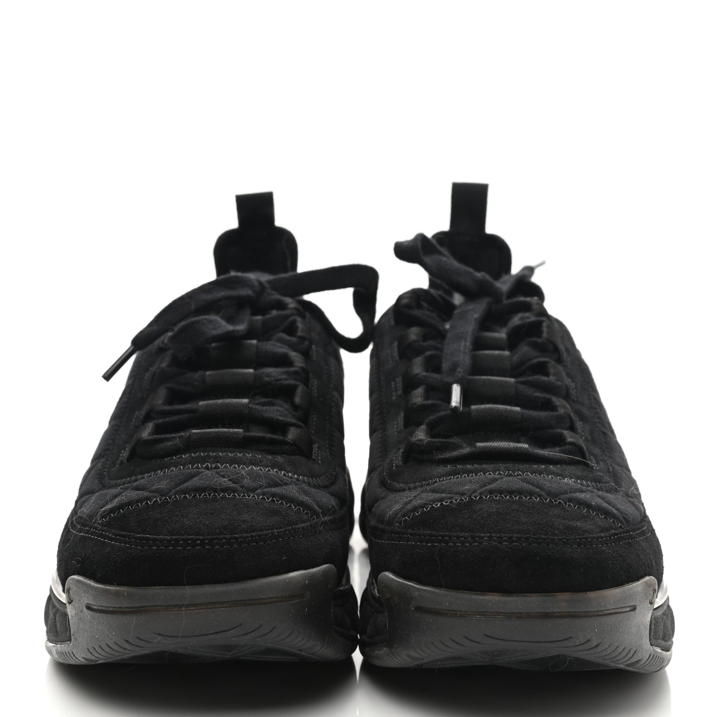Suede Calfskin Mixed Fibers CC Sneakers 38.5 Black