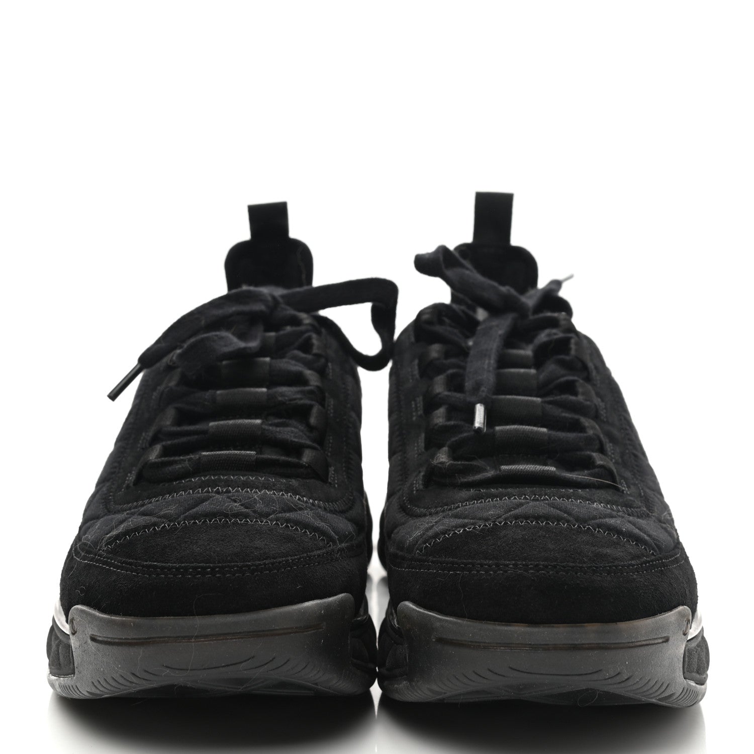 Chanel Suede Calfskin Mixed Fibers CC Sneakers 38.5 Black 2 of 9