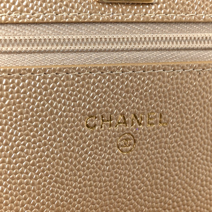 Chanel Metallic Caviar Quilted Coin Wallet On Chain WOC Gold 6 of 12