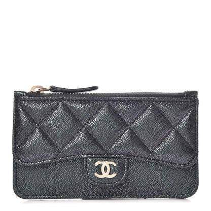 Chanel Iridescent Caviar Quilted Flap Zip Card Holder Black 1 of 8