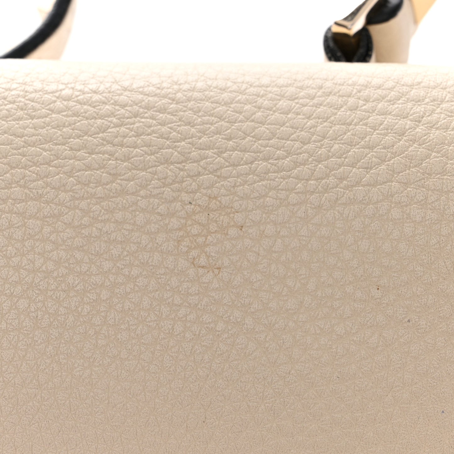Grained Calfskin Rockstud Top Handle Flap Shoulder Bag Light Ivory