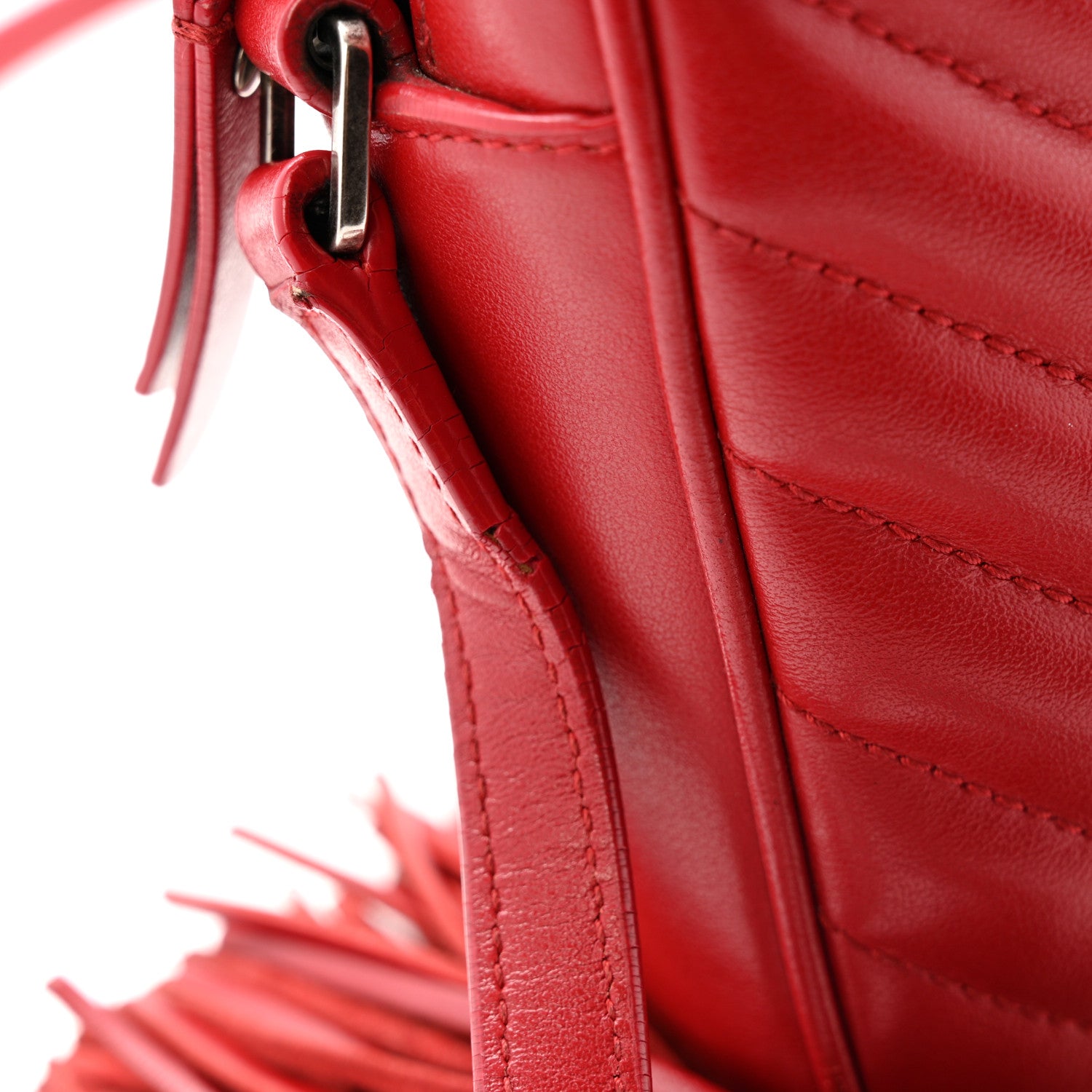 Saint Laurent Calfskin Matelasse Monogram Lou Camera Bag Red 17 of 17