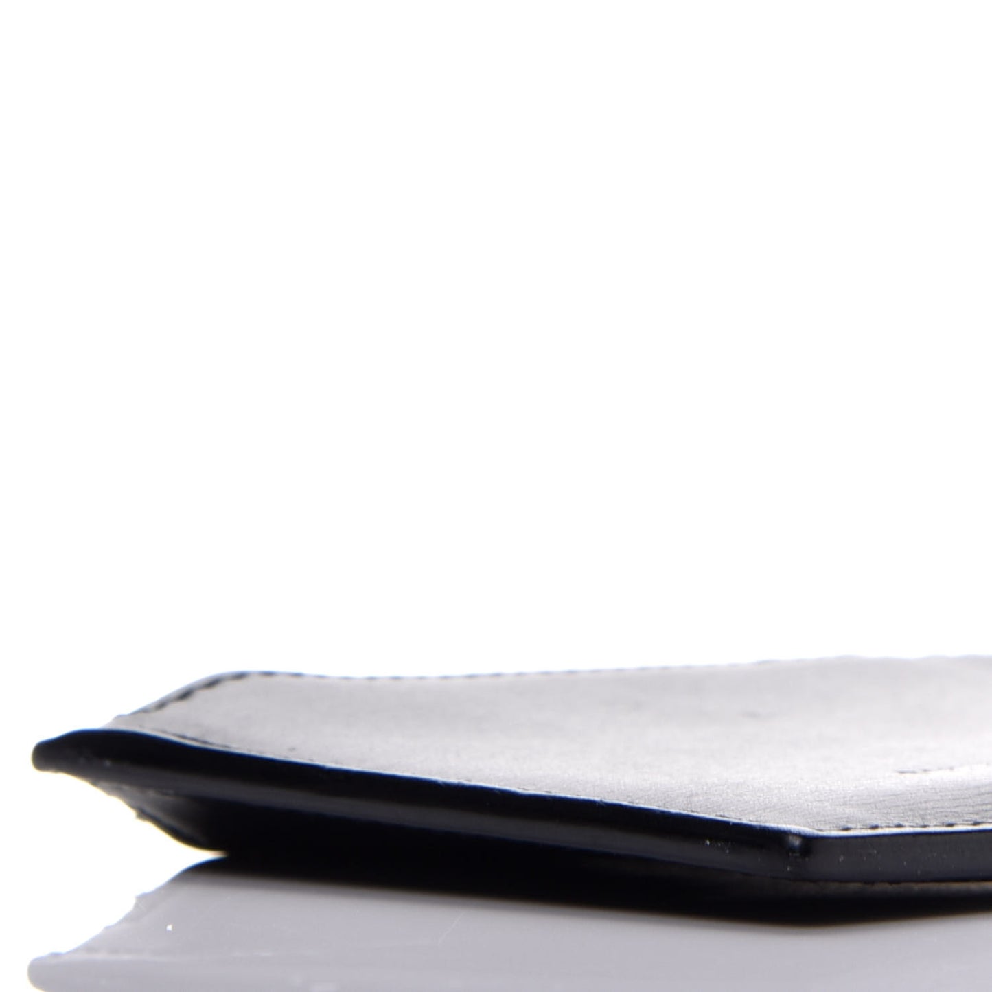 Grained Calfskin 5 Fragments Zip Pouch Card Holder Black