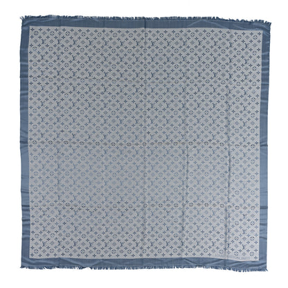 Louis Vuitton Silk Wool Monogram Denim Shawl Light Blue 1 of 3