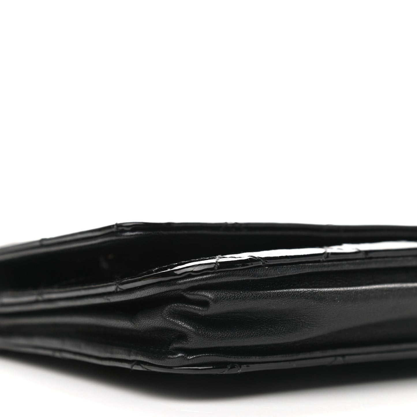 Patent Quilted Wallet On Chain WOC Black