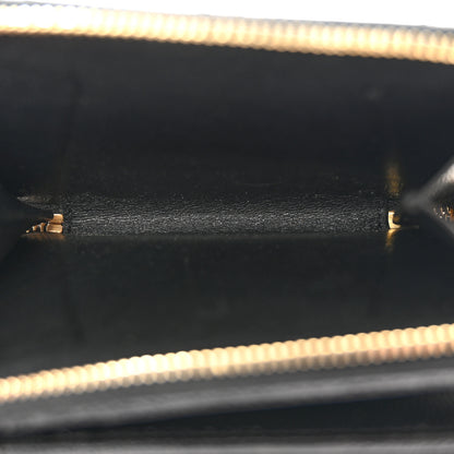 Saint Laurent SAINT LAURENT Grain De Poudre Matelasse Chevron Monogram Compact Zip Around Wallet Black 5 of 8