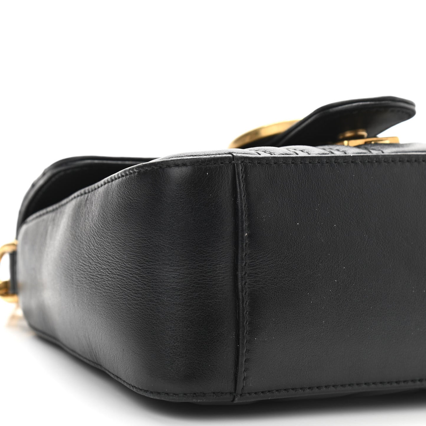 Calfskin Matelasse Mini GG Marmont Top Handle Shoulder Bag Black